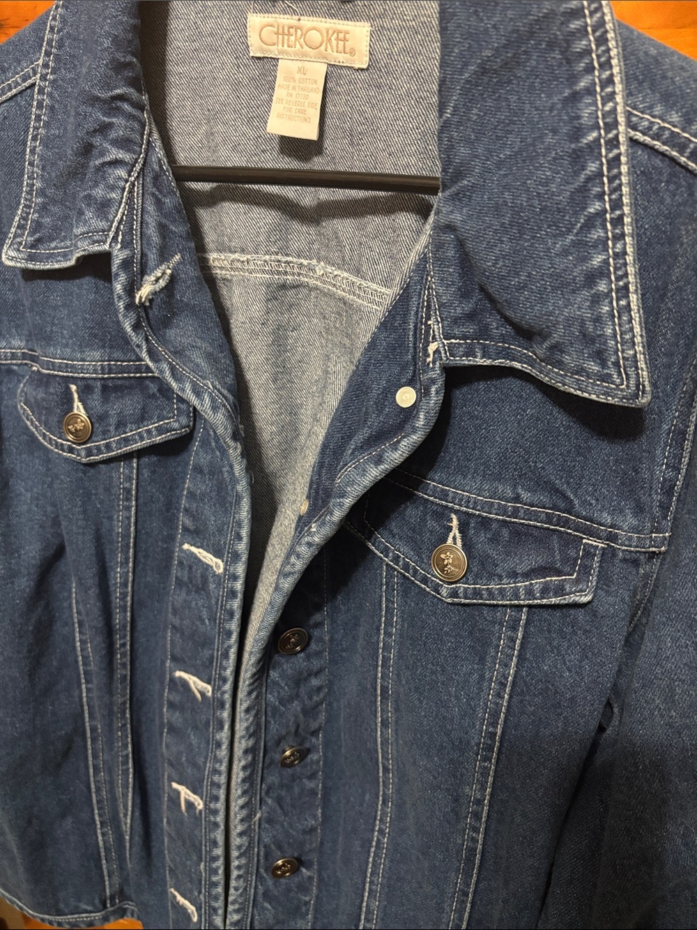 Cherokee Blue Denim Jean Jacket with Button-Front